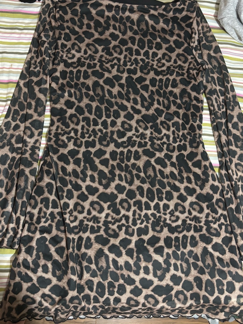 Leopard Print Long Sleeve Dress - Black & Brown